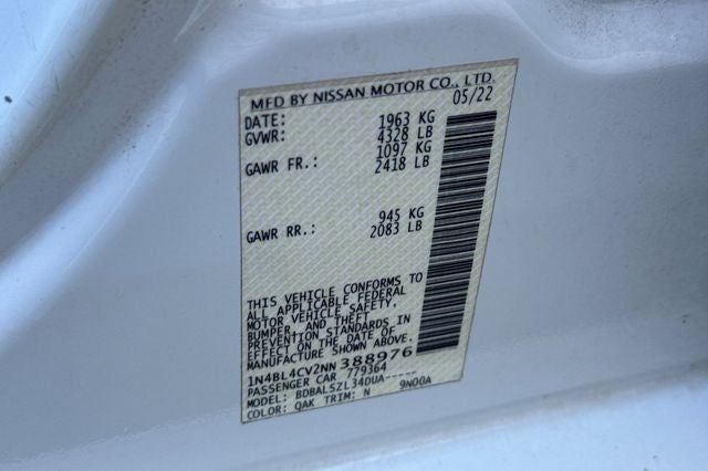 2022 Nissan Altima 2.5 SR SR